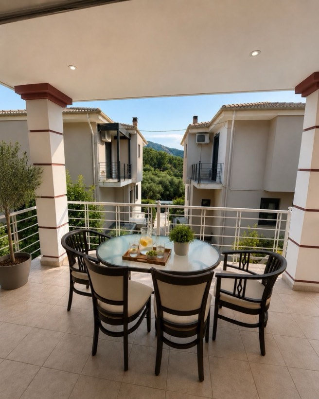 Covered veranda with dining set